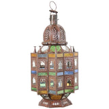 Moroccan Moorish Multi-Color Glass Lantern in Star Shape