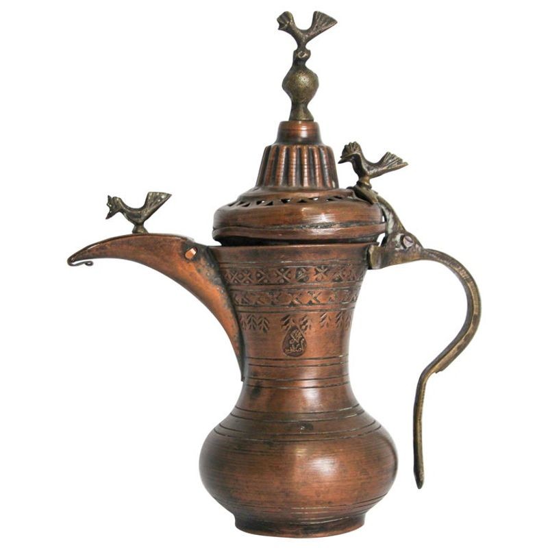 19th c Antique Middle Eastern Dallah Turkish Ottoman Bronze Copper Coffee Pot