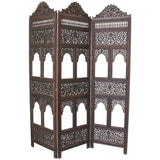 Anglo-Indian Mughal Hardwood Three-Panel Screen