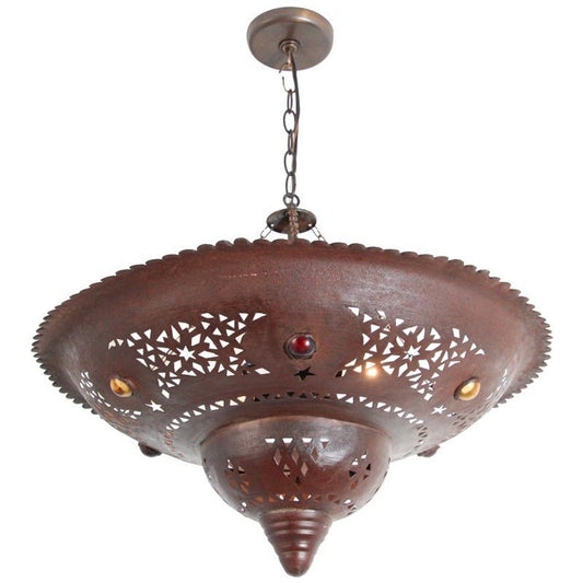 Handcrafted Moroccan Metal Chandelier, Moorish Design, 25\" Diameter