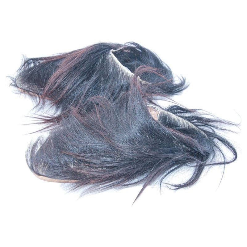 Moroccan Black Goat Hair Slippers E-mosaik