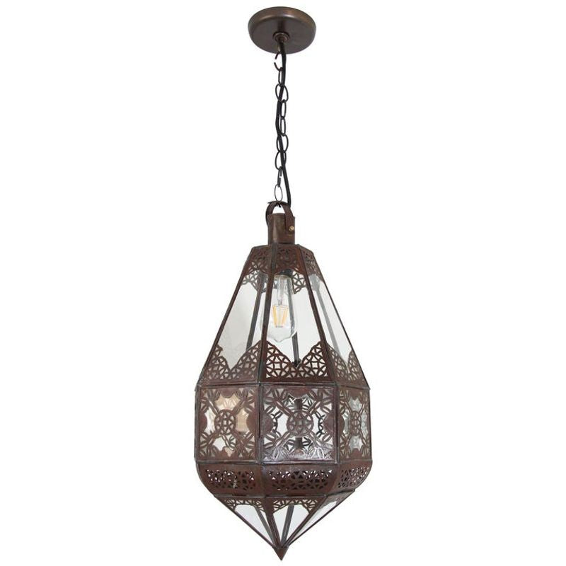 Moroccan Moorish Metal and Glass Lantern