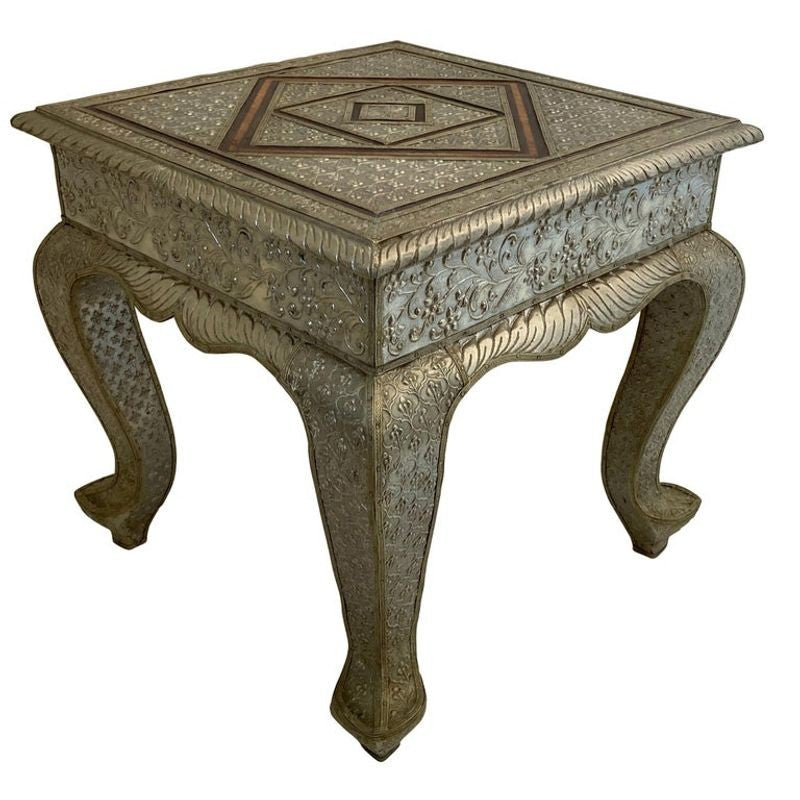 Vintage Anglo-Indian Silvered Wrapped Clad Side Low Table