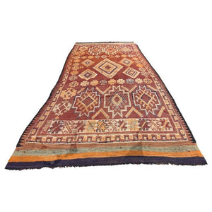 1960s Moroccan Vintage Hand-woven Boujad Tribal Area Rug