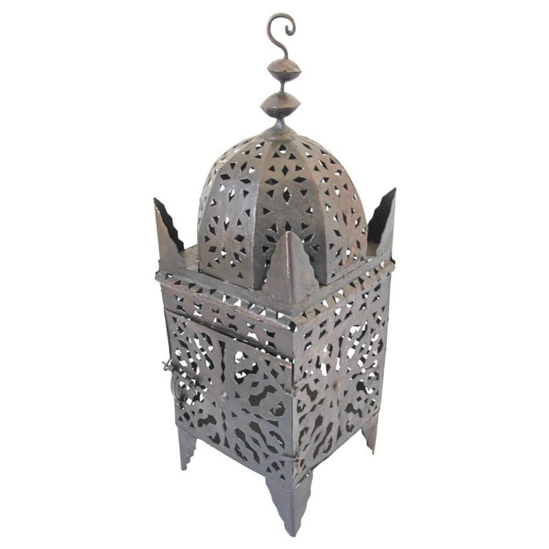 Large Moroccan Moorish Hurricane Metal Candle Lantern