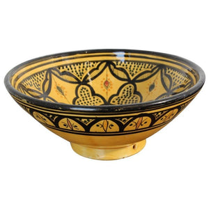 Vintage Moroccan Handcrafted Ceramic Yellow Bowl