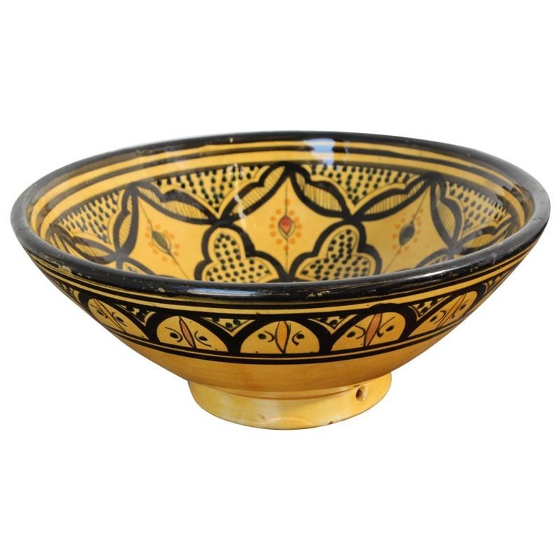 Vintage Moroccan Handcrafted Ceramic Yellow Bowl