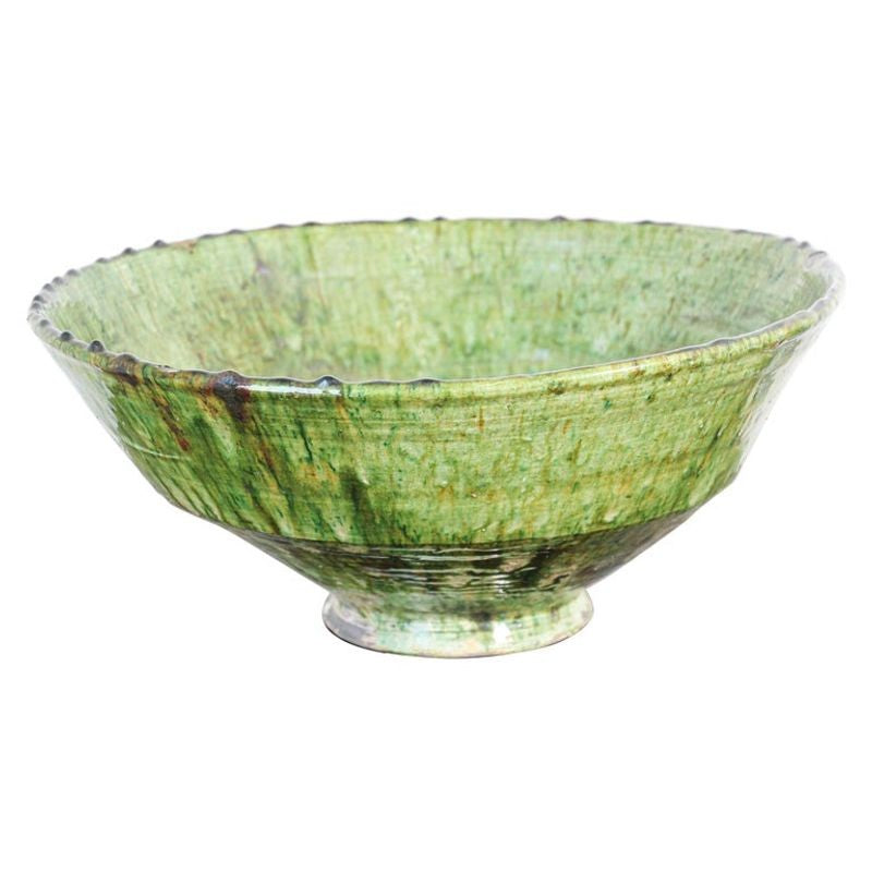 Moroccan Berber Tamgroute Terracotta Green Glazed Bowl