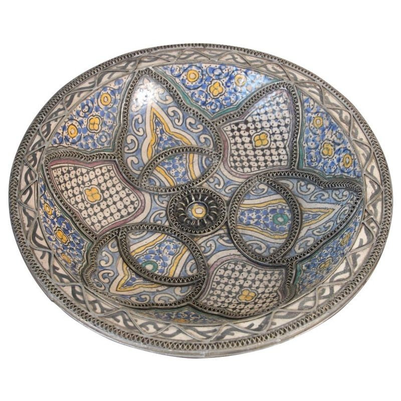 Decorative Moroccan Moorish Handcrafted Ceramic Bowl Dish from Fez