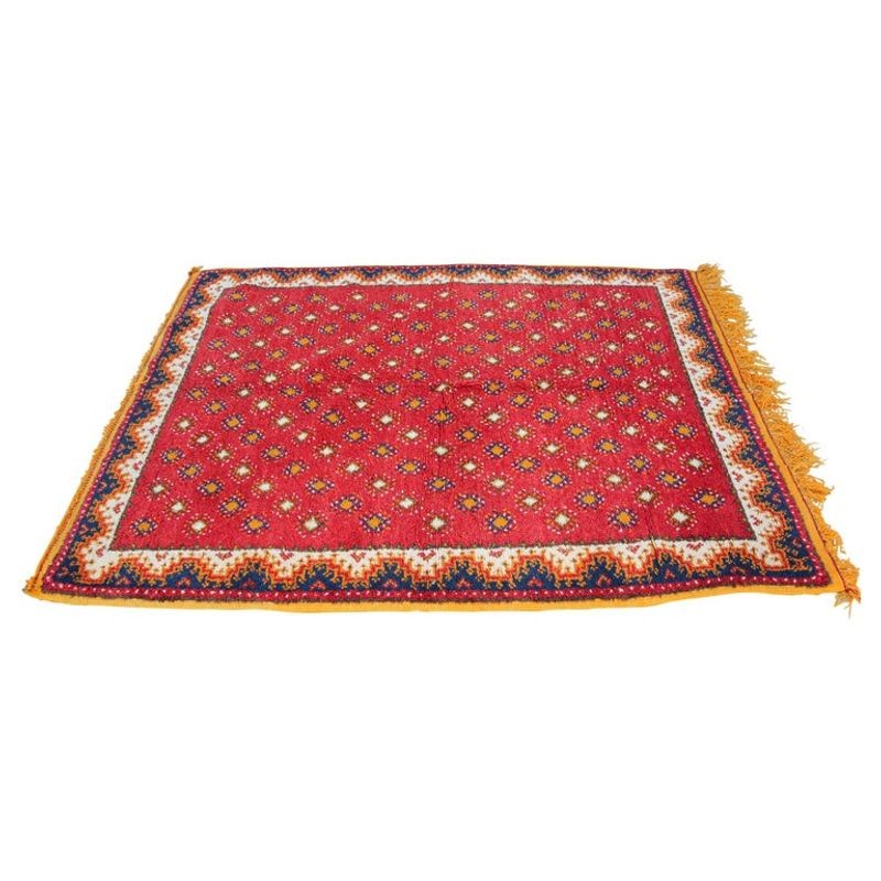 1960s Vintage Moroccan Hand-Woven Berber Carpet