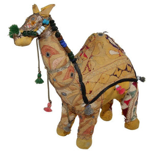 Handcrafted Vintage Stuffed Raj Cotton Embroidered Camel Toy, India, 1950