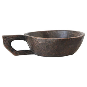 Hand-Carved African Ethiopian Wooden Bowl with Handle