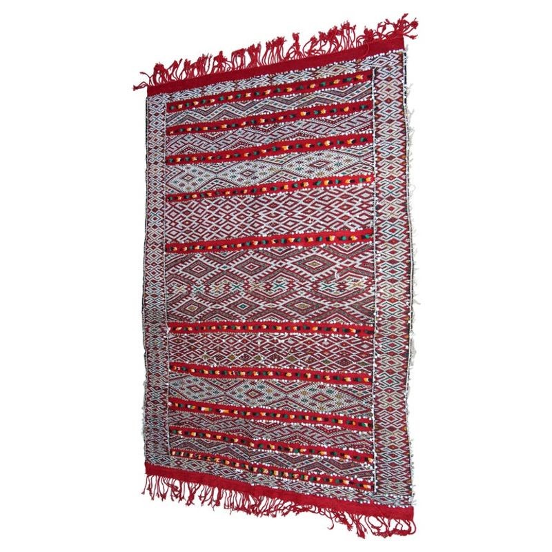 1960s Moroccan Vintage Berber Textile with Sequins North Africa, Handira