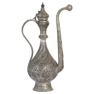 Middle Eastern Islamic Turkish Ottoman Tinned Copper Ewer