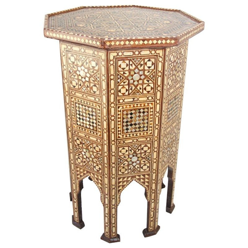 Moorish Handcrafted Octagonal Pedestal Table Inlaid with Moorish Handcrafted Octagonal Pedestal Table Inlaid with