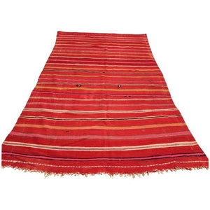 Vintage Moroccan Berber Kilim Rug in Burgundy, Pink and Orange Stripes, 1960s