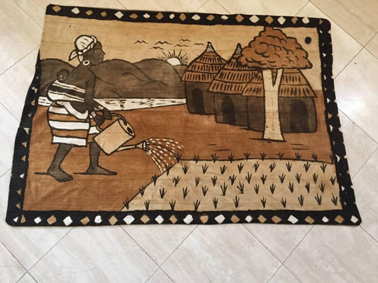Vintage Korhogo Handwoven Mud Cloth Textile Ivory Coast Africa Folk Art