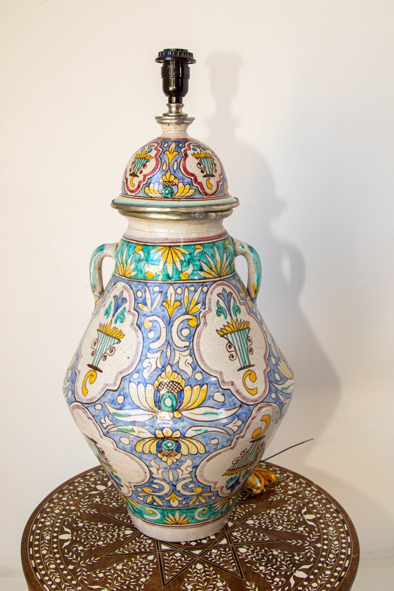 Moroccan Moorish Ceramic Table Lamp with Spanish Granada Design