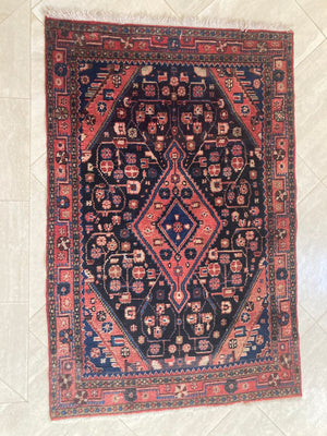 Antique Hand-Knotted Turkish Rug, Wool Floral Design, 1940