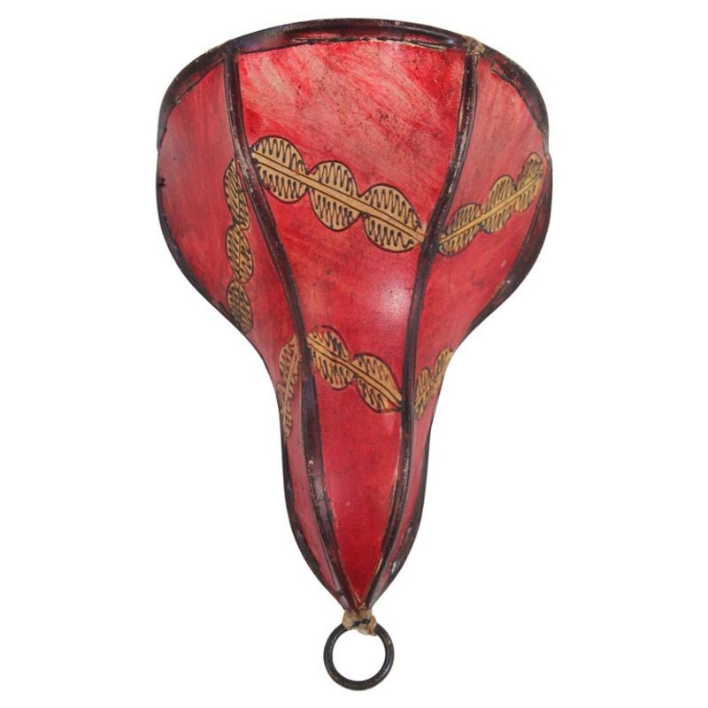 Tribal Art African Parchment Wall Sconce Red