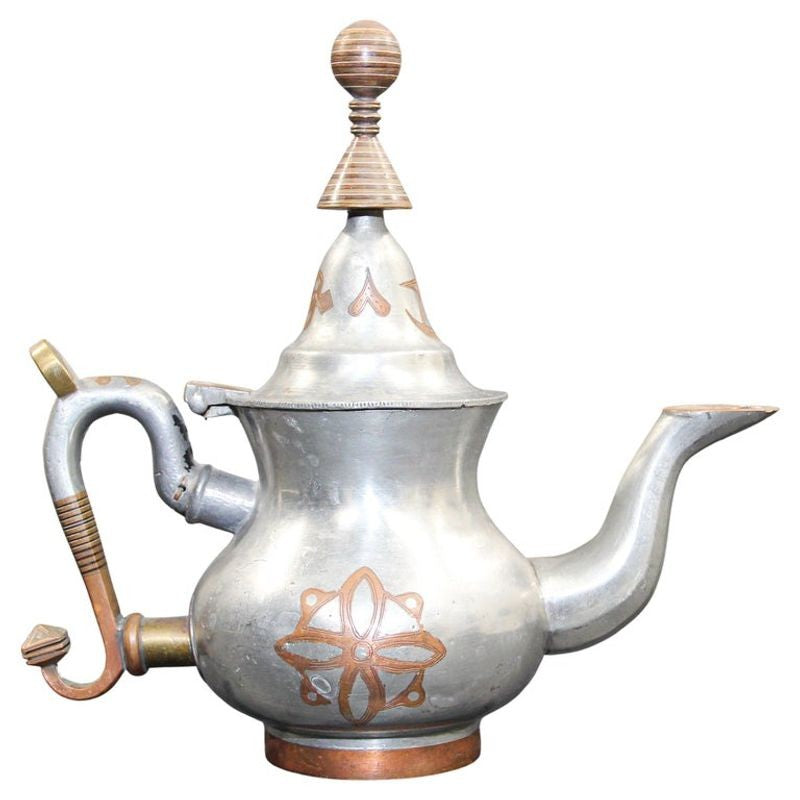 African Tuareg Silver Pewter Tea Pot from Mauritania
