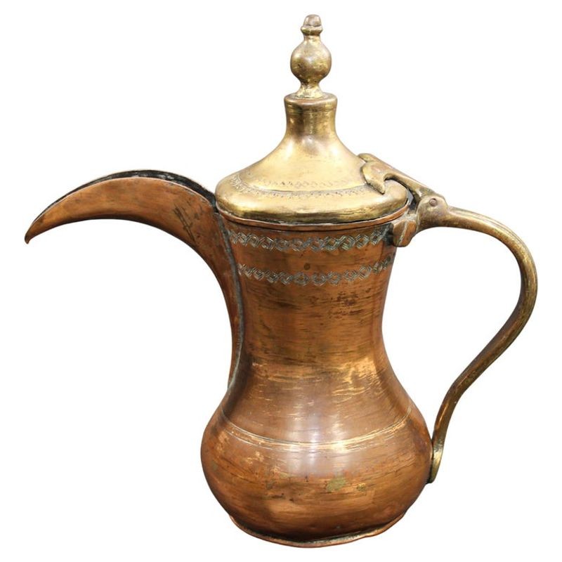 Antique Brass Middle Eastern Dallah Arabic Coffee Pot - E-mosaik