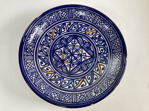 Moroccan Ceramic Blue Plate, Fez 1920's