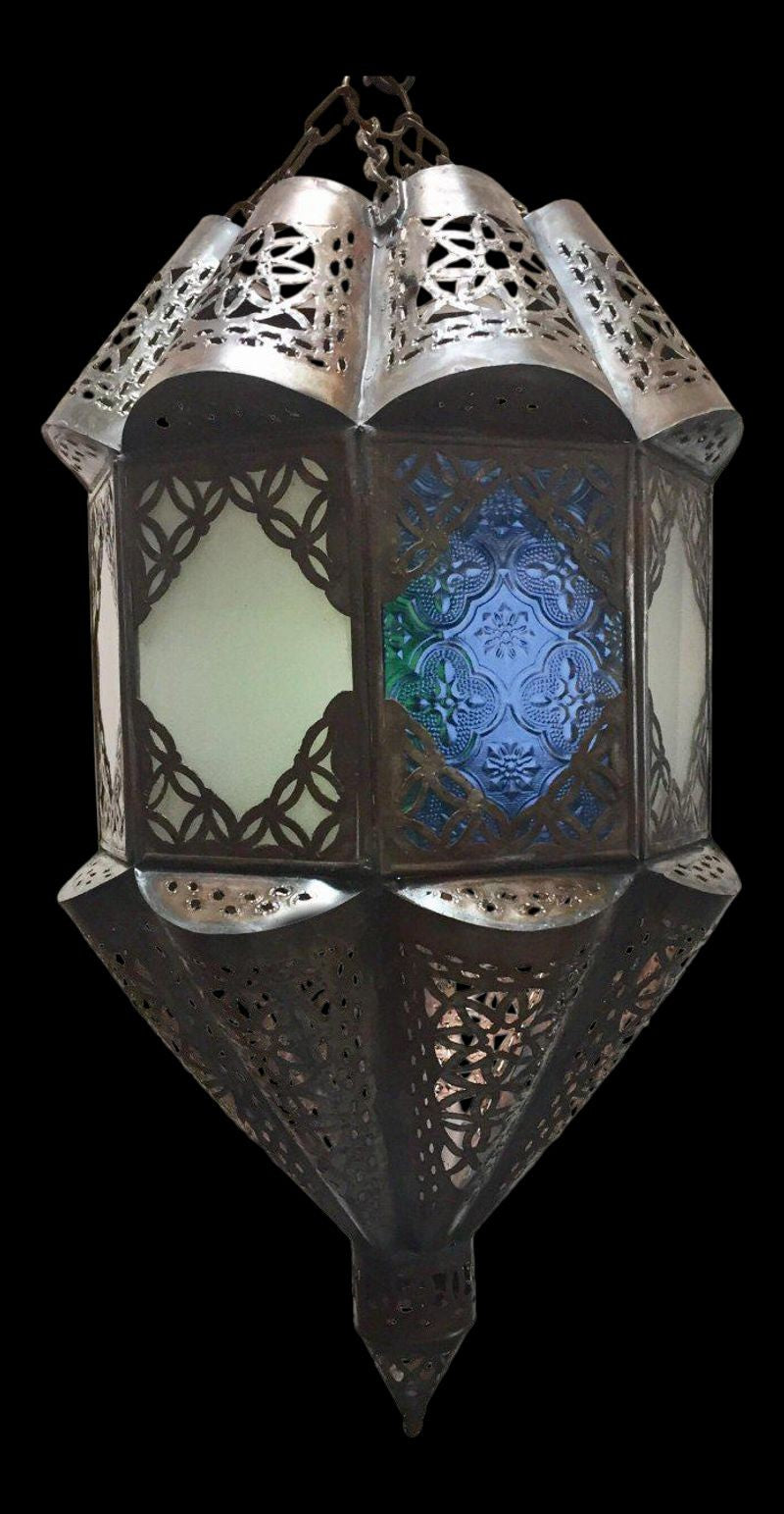 Moroccan Handcrafted Moorish Pendant Glass Lantern