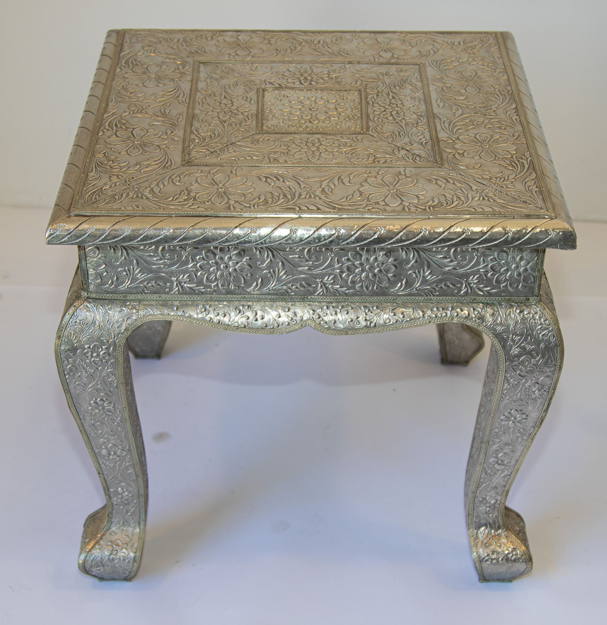 1950 Anglo-Indian Silver Wrapped Clad Side Low Table