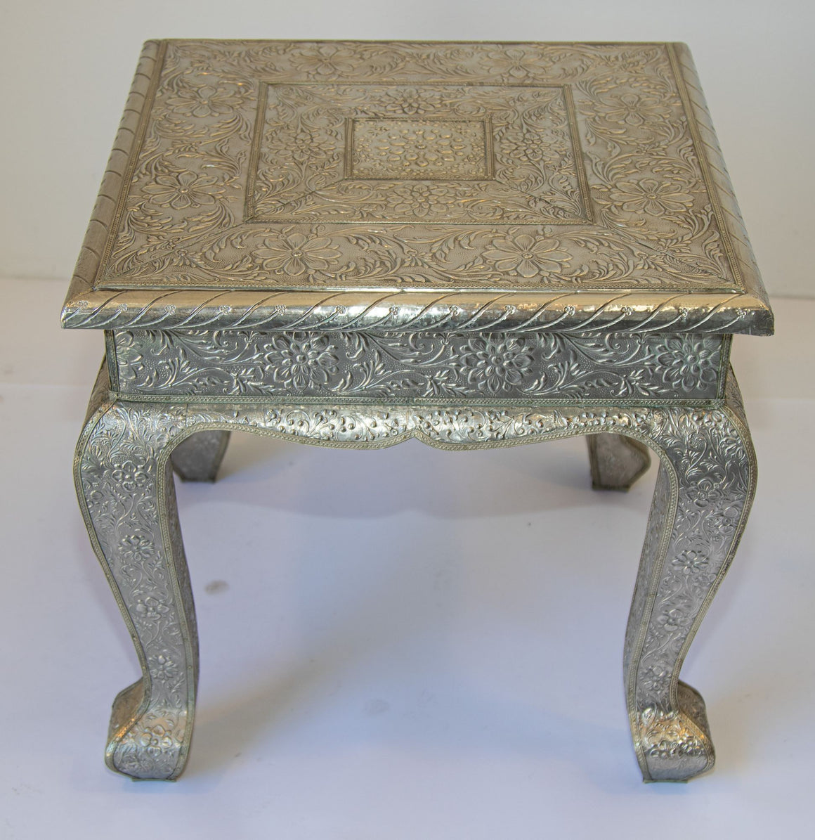 1950 Anglo-Indian Silver Wrapped Clad Side Low Table