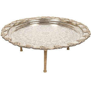 Moroccan Handcrafted Silver Round Tray
