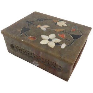 Anglo-Raj Marble Inlay Box Pietra Dura