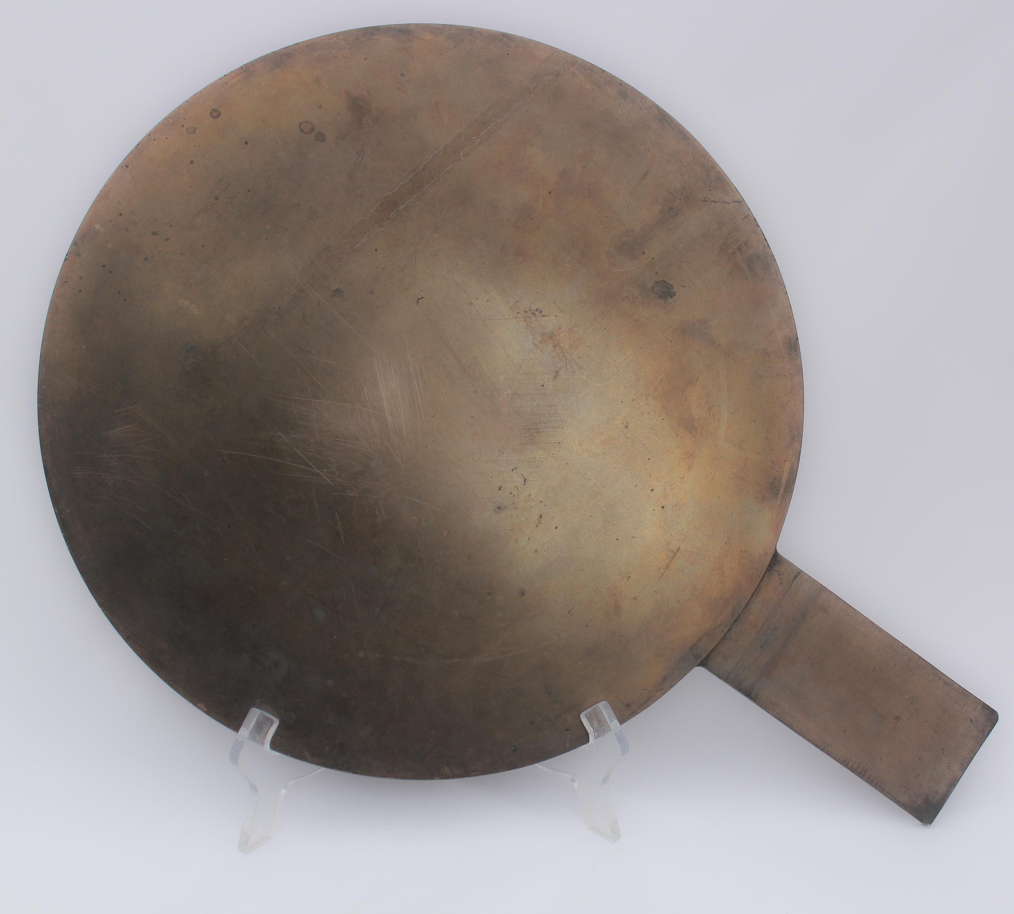 19th Century Oriental Bronze Japanese Kagami Handled Mirror