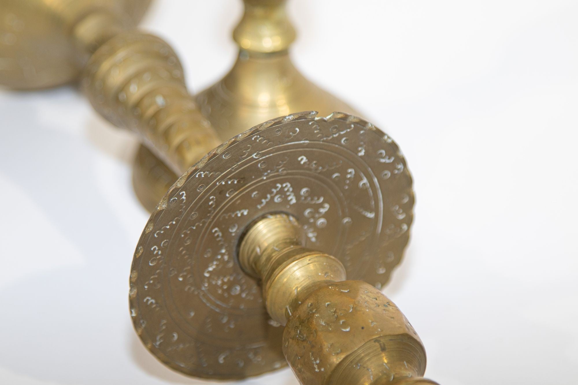 Solid Brass Vintage Moroccan Candle Holder a Pair 1950's