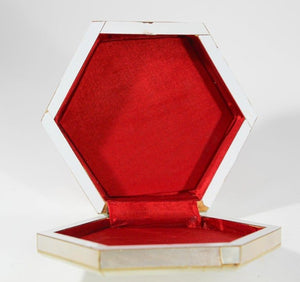Handcrafted White Mother of Pearl Inlaid Moorish Octagonal Box