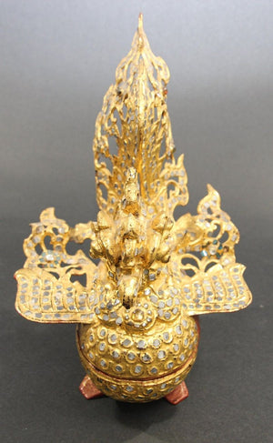 Burmese Bird-Shaped Betel Gold Lacquered Box