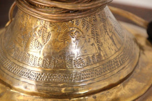 Antique Moorish Brass Table Lamp with Arabic Script
