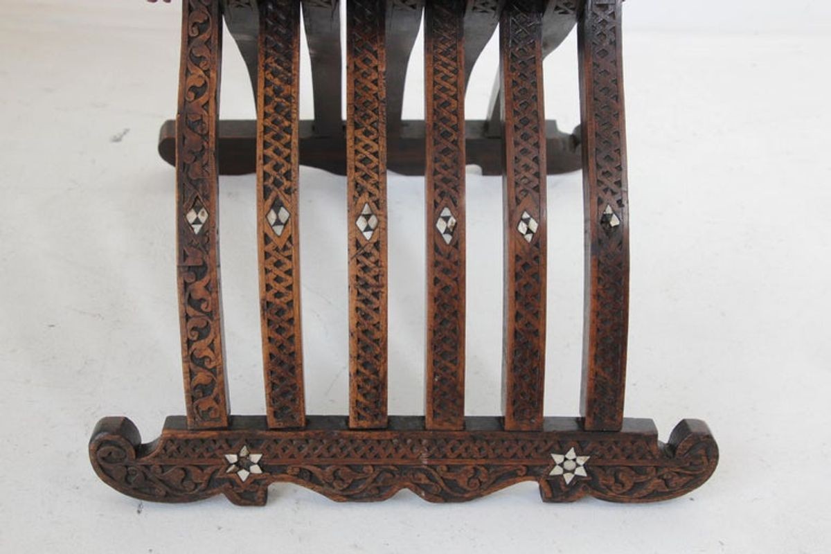 Moorish 19th Century Folding Chair Inlaid