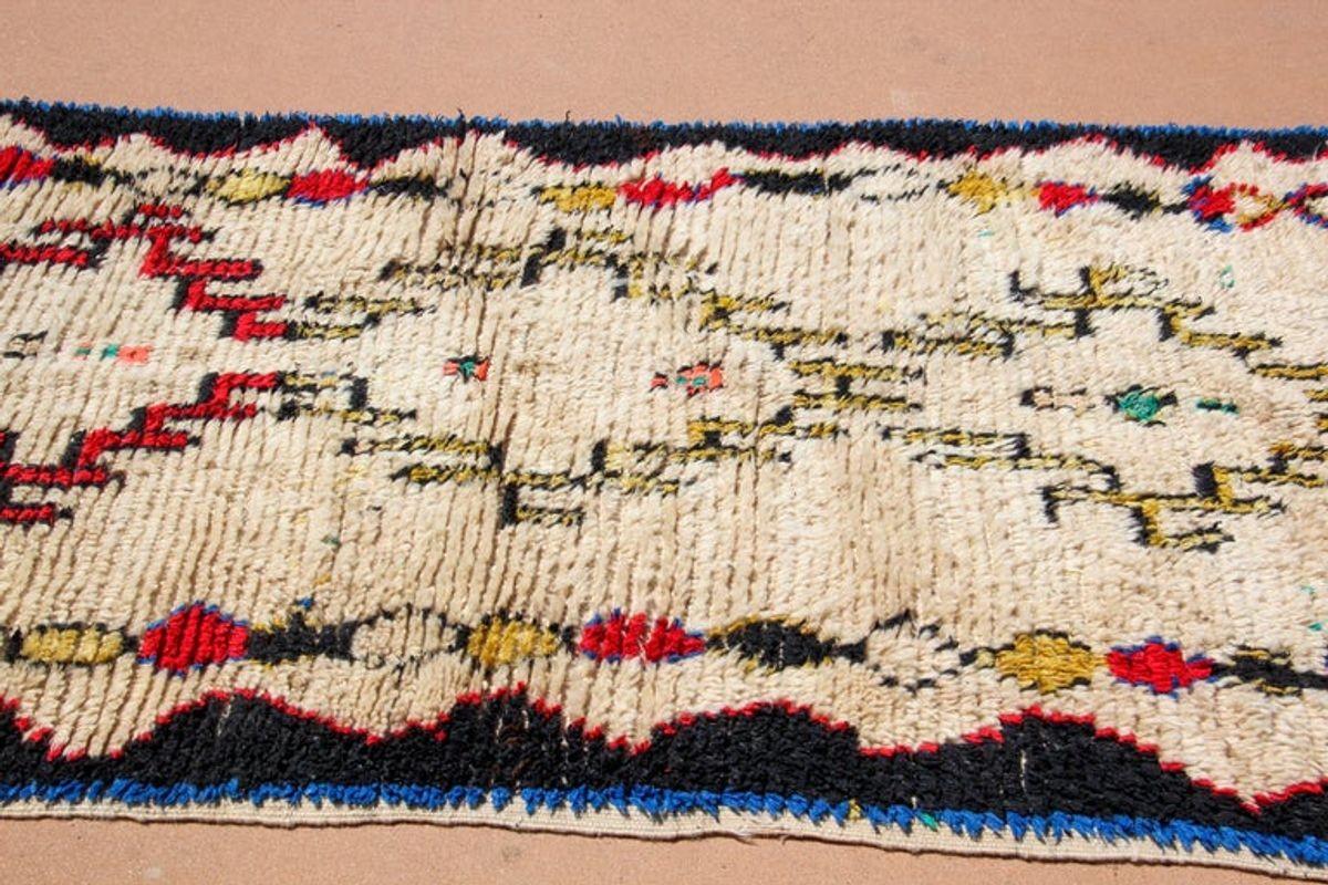 Mid-Century Modern Azilal Tribal Rug, Hand-Woven Wool, Morocco, 1960s