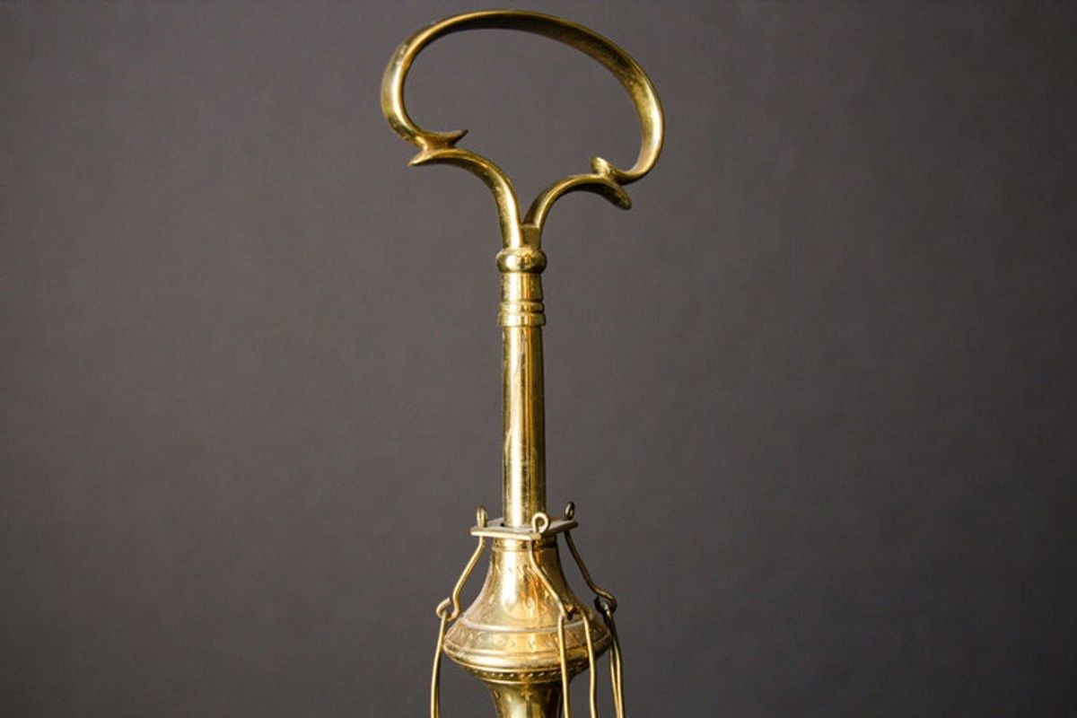Anglo Indian Victorian Brass Oil Lamp 19th Century E mosaik