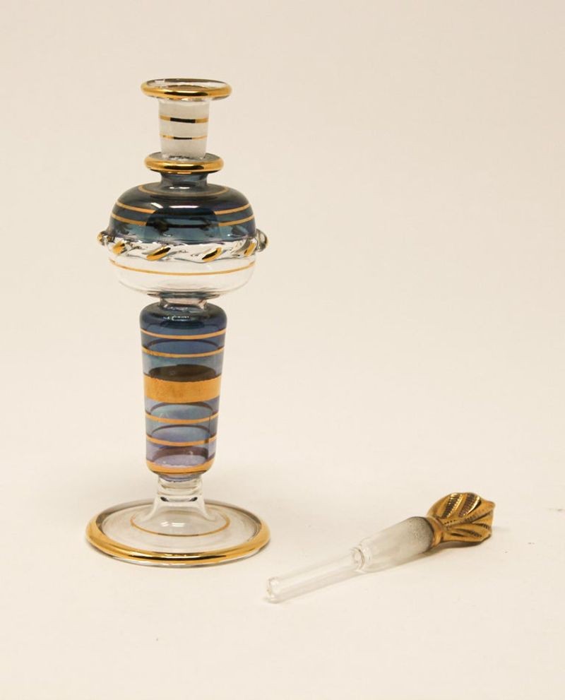 Moorish Hand Blown Gilt Glass Bohemian Perfume Bottle