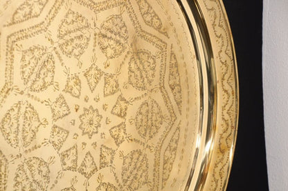 Monumental Moroccan Polished Metal Brass Tray Platter 39 inches