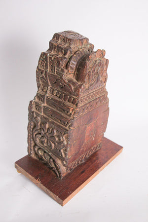 Wall Bracket Architectural Carved Wood Fragment from India