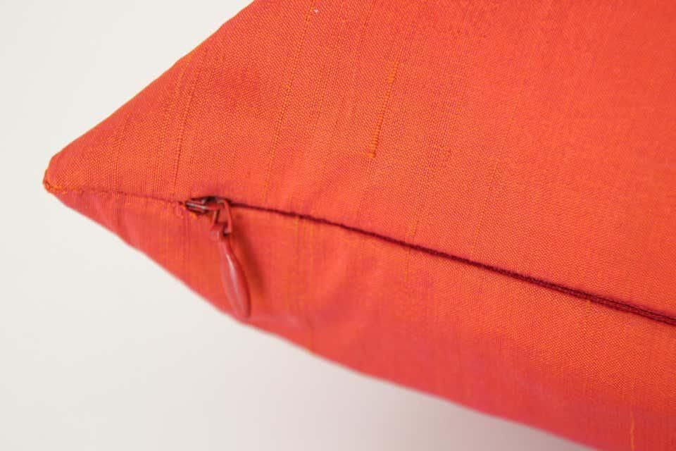 Decorative Burnt Orange Raw Silk Throw Pillow