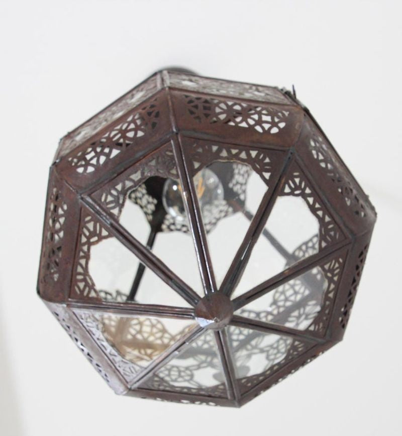 Moroccan Moorish Metal and Glass Lantern