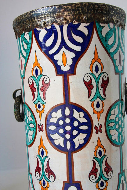Handcrafted Moorish Ceramic Urns with Metal Handles, 20th Century