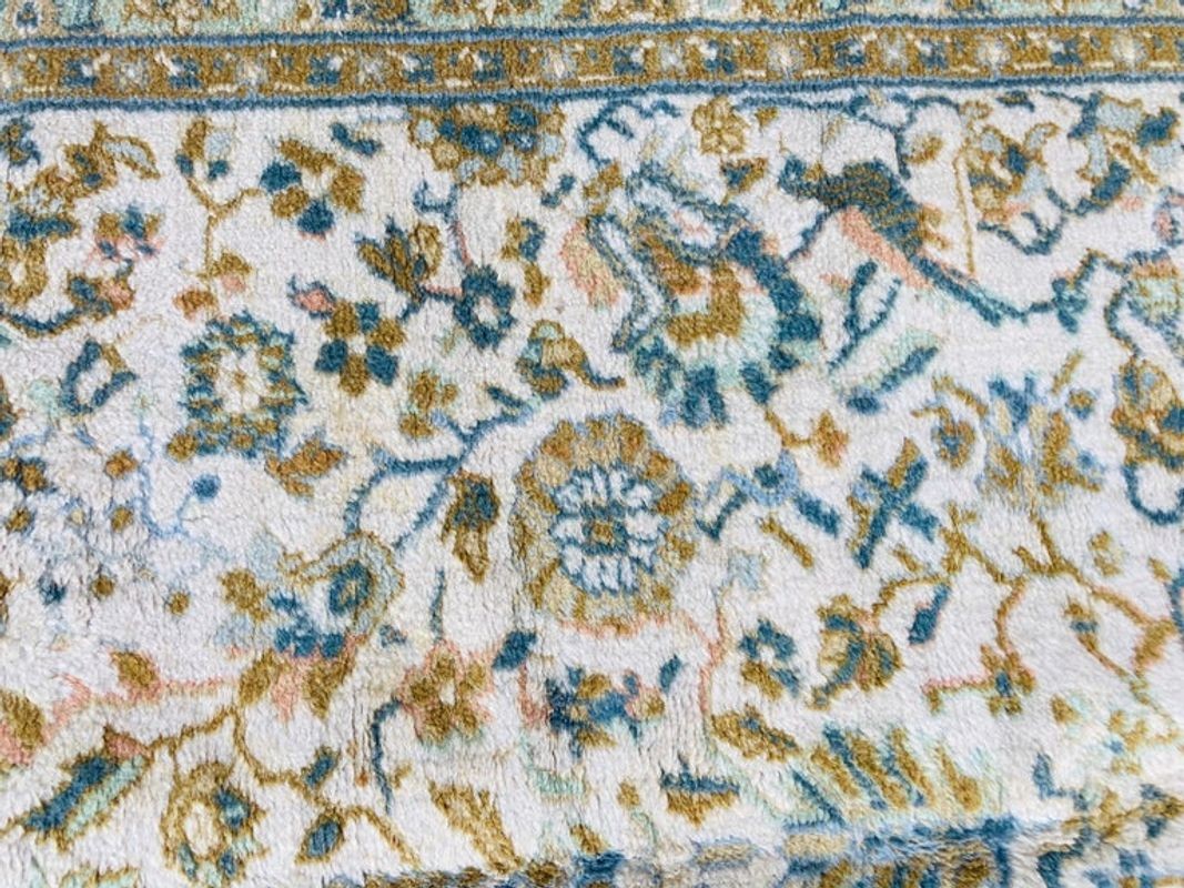 1950s Hand Knotted Green Runner from Turkey