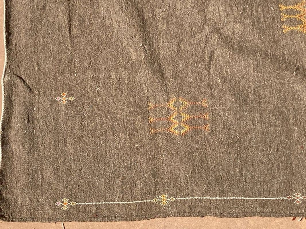 Moroccan Vintage Flat-Weave Brown Rug