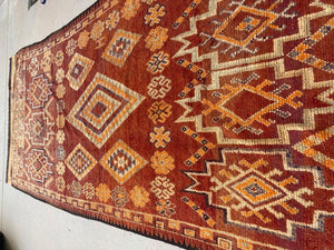 1960s Moroccan Vintage Hand-woven Boujad Tribal Area Rug