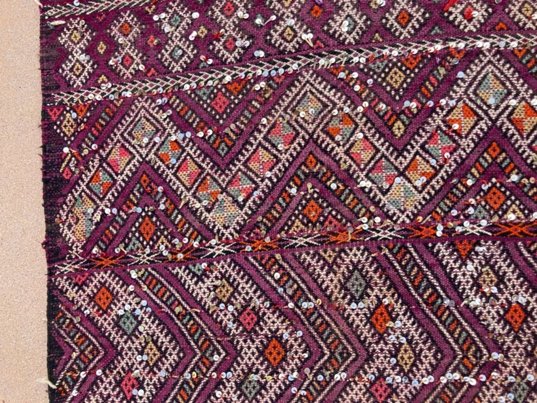 1940s Moroccan Tribal Rug African Ethnic Textile Floor Covering